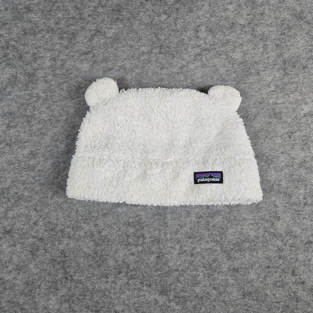 Patagonia Unisex White Furry Friends Bear Ear Fleece Beanie 2T-5T